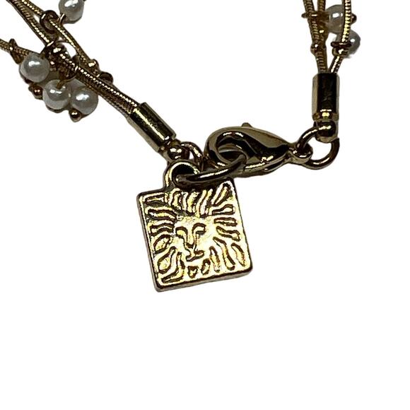 ANNE KLEIN Pearl Beaded Multi Strand Gold Tone Bracelet Elegant Layered Design - Picture 3 of 9